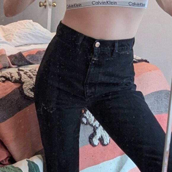 DOEN Black HIGH RISE Stovepipe Cigarette JEANS- NO STRETCH 27 - Picture 1 of 10